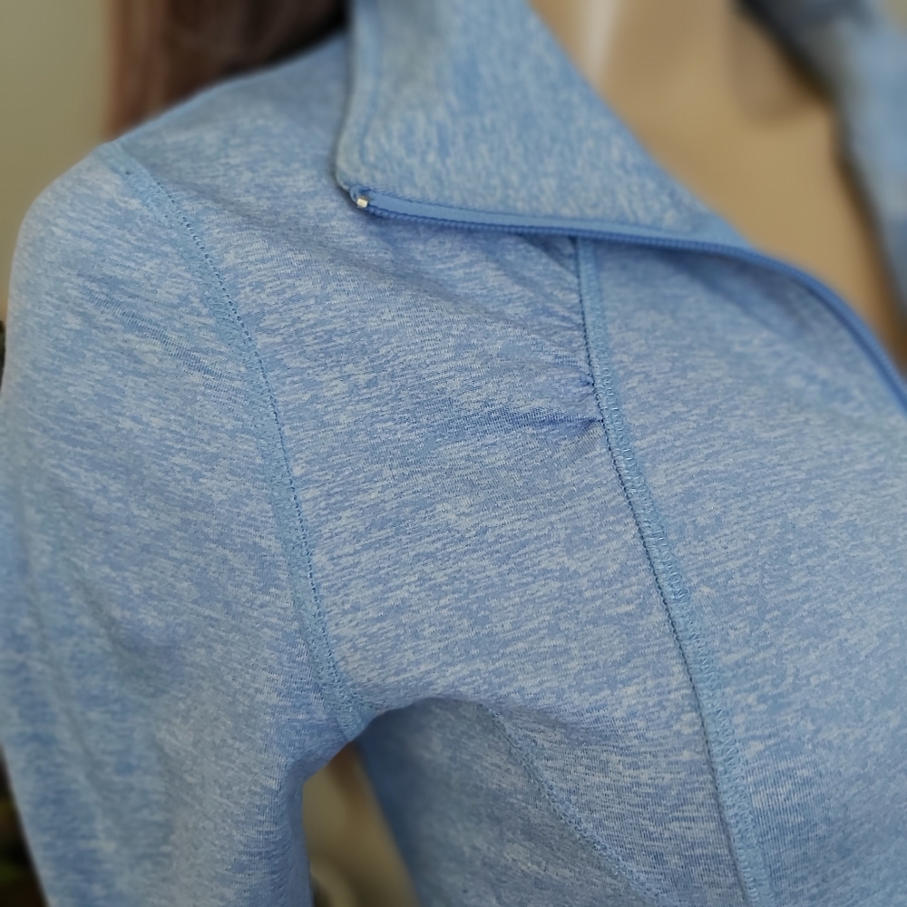 One Tooth light blue zip up sweatshirt after workout running - Picture 5 of 13